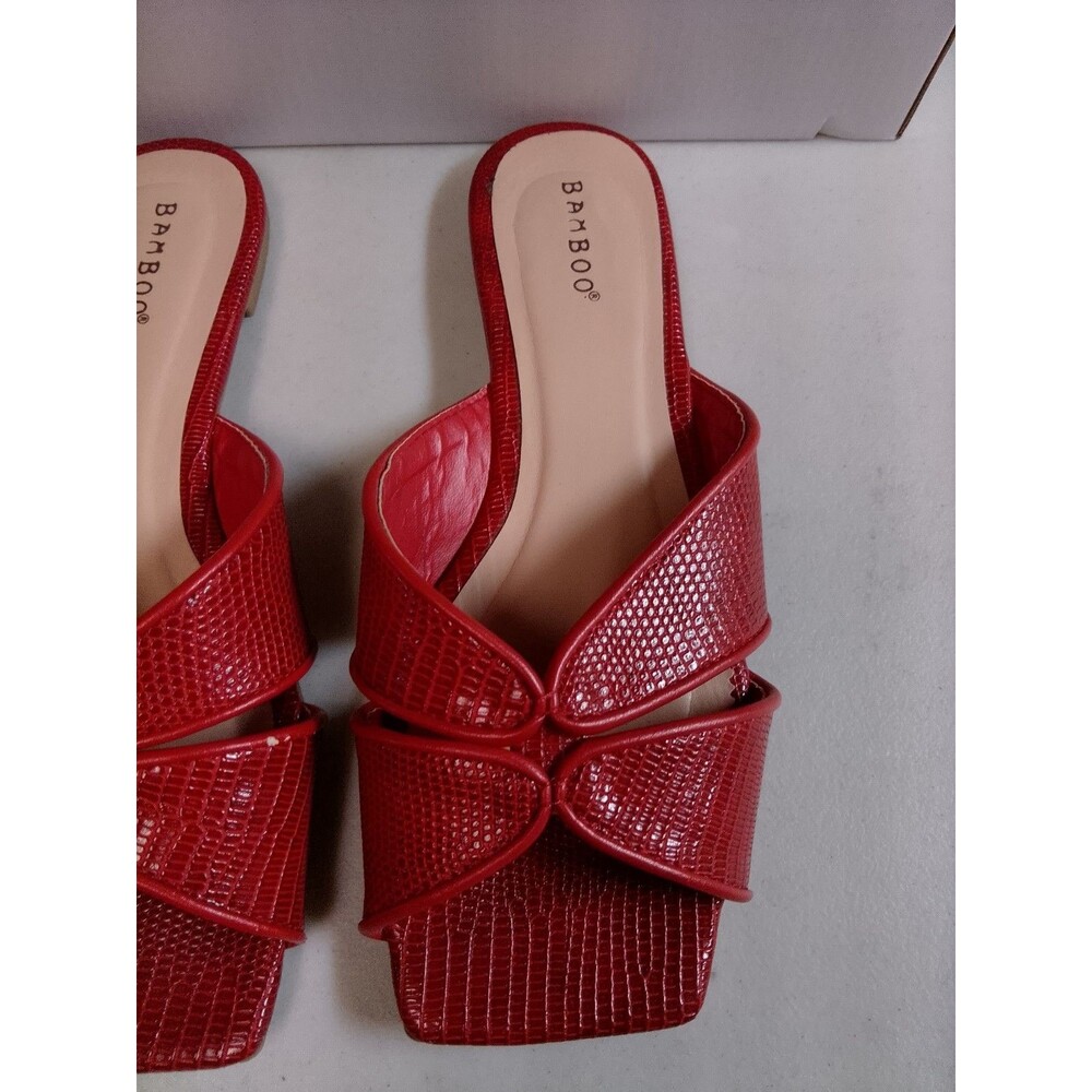 Bamboo REDLZD Block-04 Red Lizard Textured Slide Sandals Mules Square Toe Size 7 - Picture 12 of 13